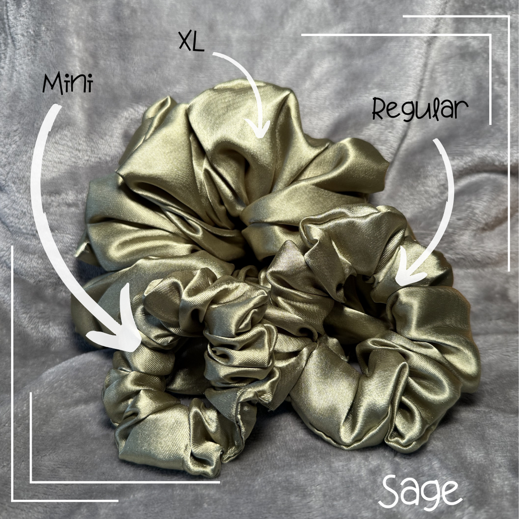 Sage | Satin Scrunchie Old Green
