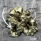 Sage | Satin Scrunchie Old Green