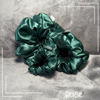 Rose| Satin Scrunchie Dark Green