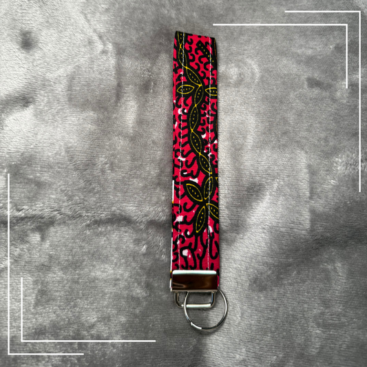 African Fabric Wristlet Keychain