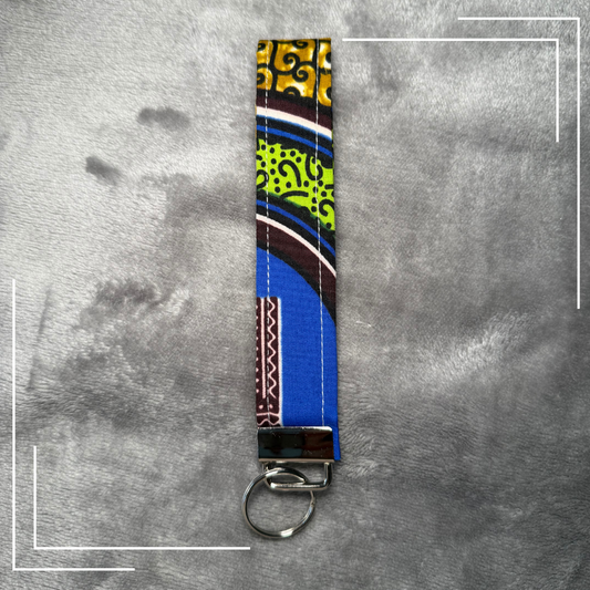 African Fabric Wristlet Keychain
