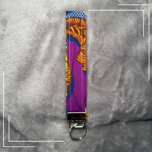 African Fabric Wristlet Keychain