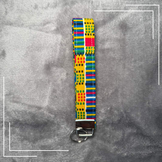 African Fabric Wristlet Keychain