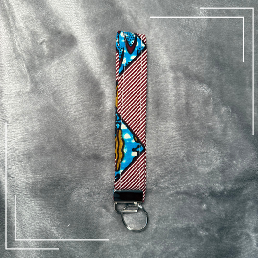 African Fabric Wristlet Keychain