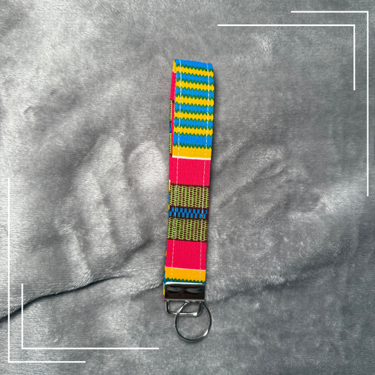 African Fabric Wristlet Keychain