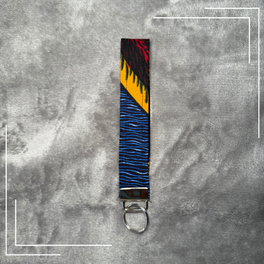 African Fabric Wristlet Keychain
