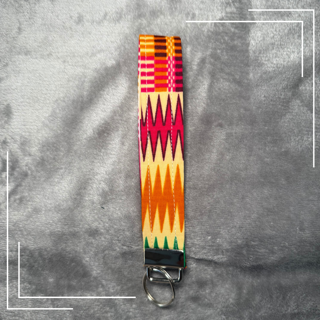 African Fabric Wristlet Keychain