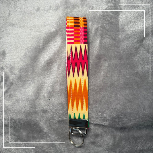 African Fabric Wristlet Keychain