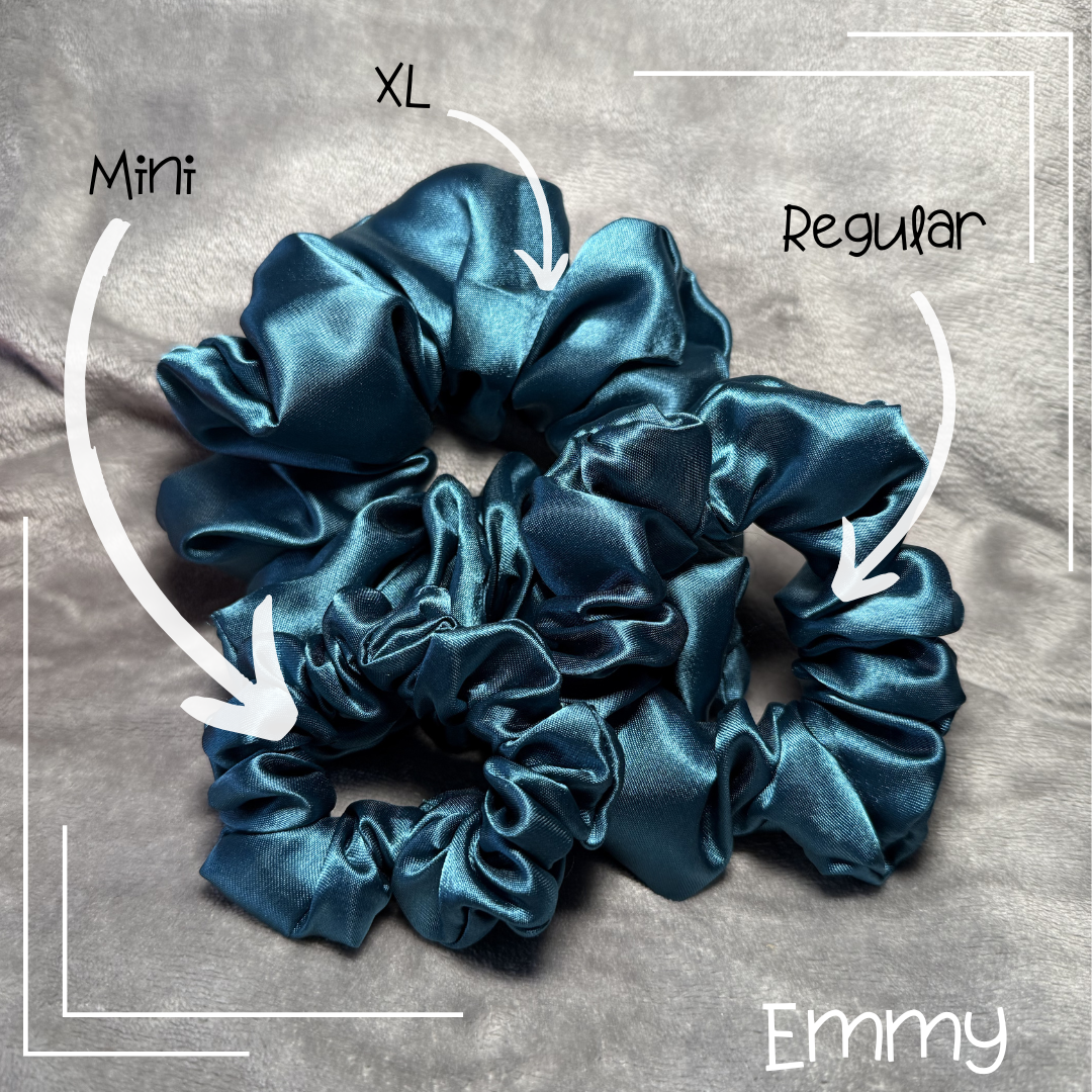 Emmy| Satin Scrunchie Petrol