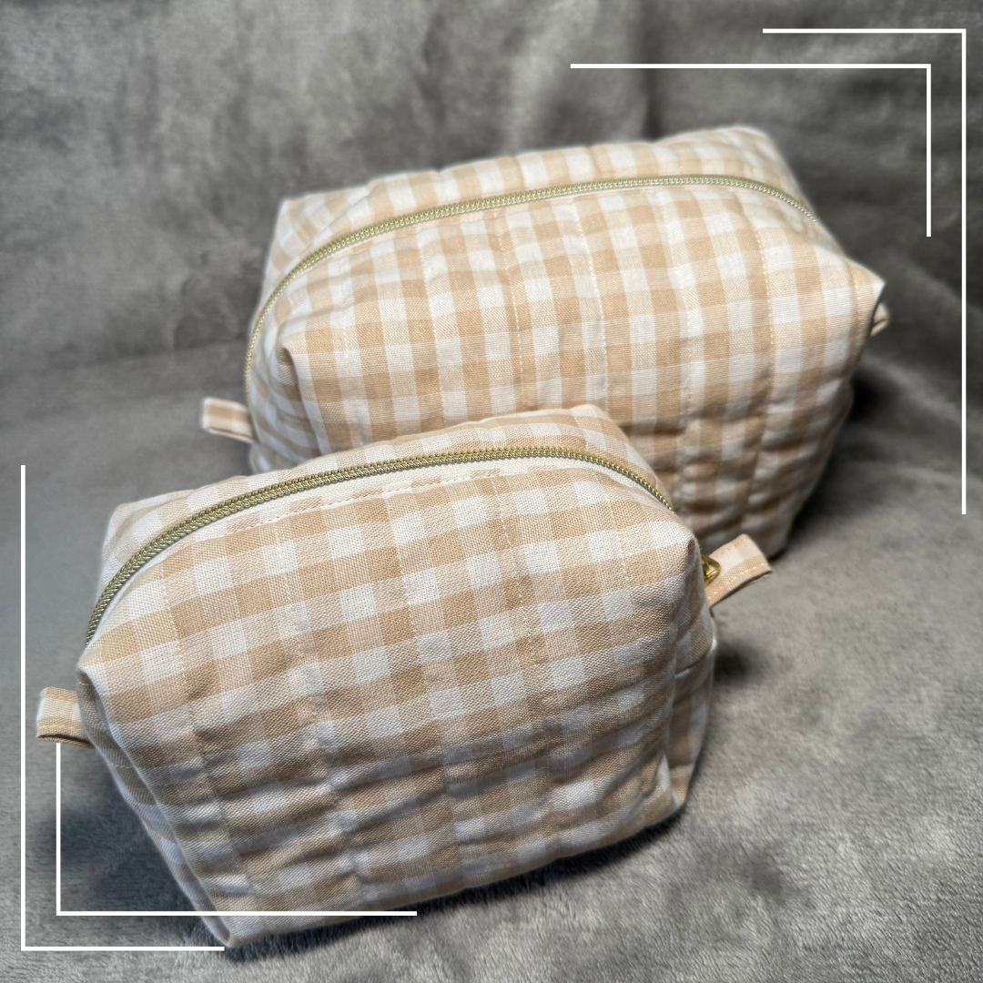 Vanilla Check | Water resistant cosmetic pouch | Bikini Bag