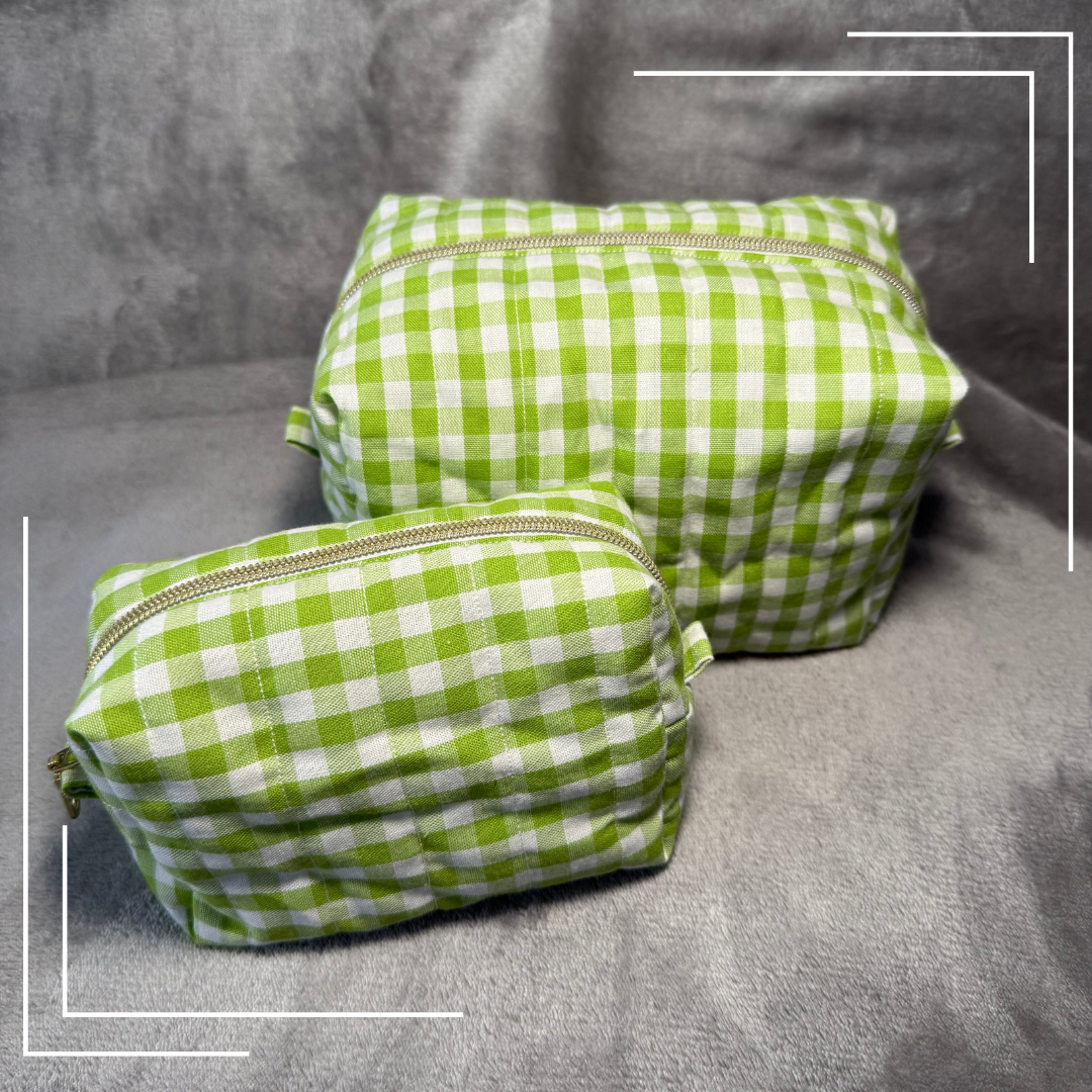 Lime Check | Water resistant cosmetic pouch | Bikini Bag