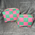 Fuchsia Lime | Water resistant cosmetic pouch | Make-up Bag Pink and Green