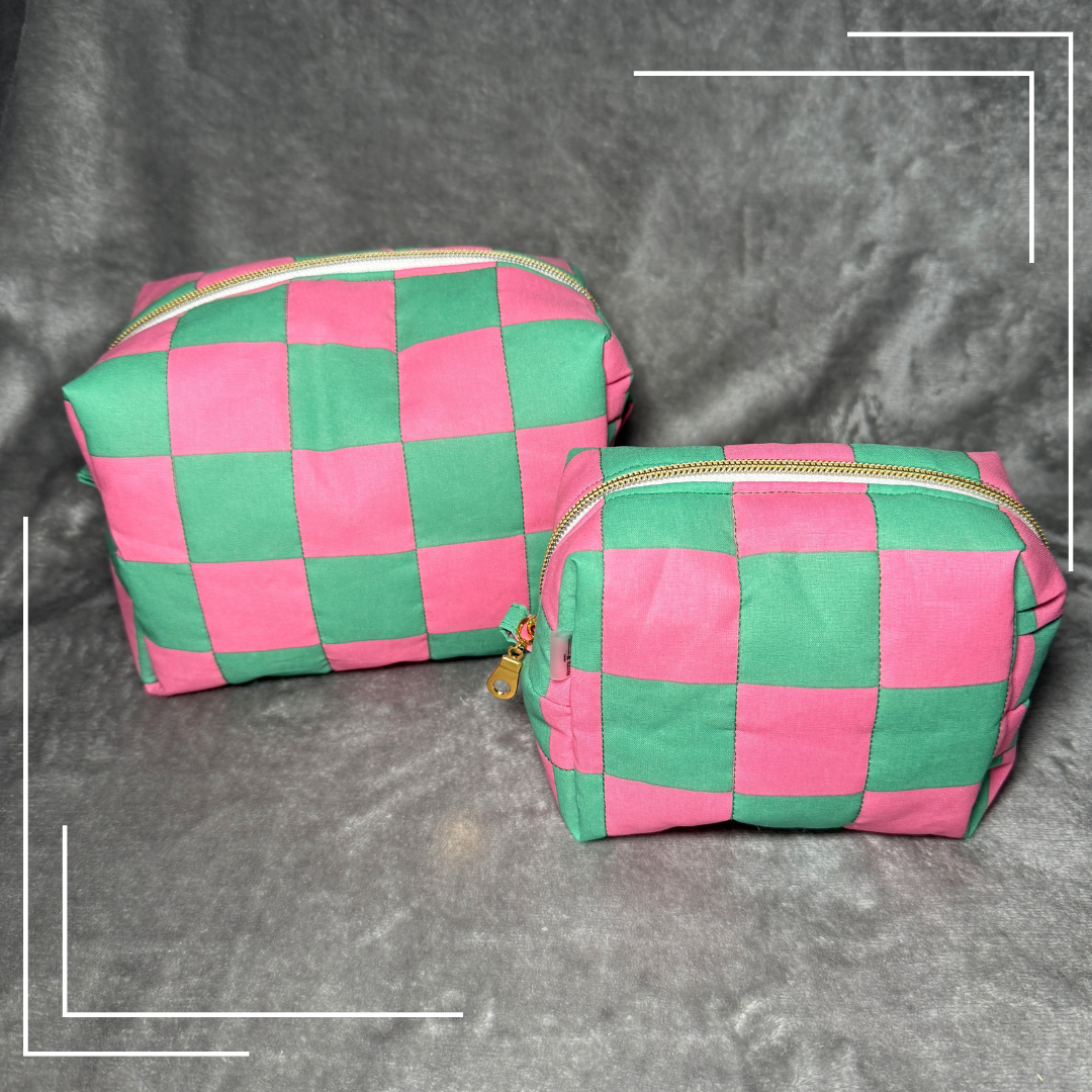 Fuchsia Lime | Water resistant cosmetic pouch | Make-up Bag Pink and Green